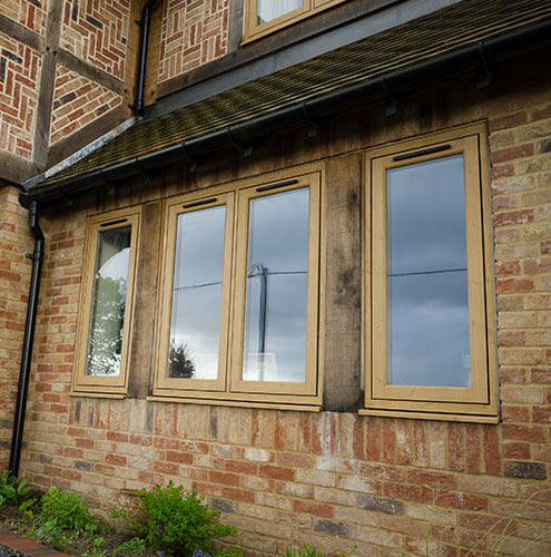 Oak effect uPVC flush sash windows